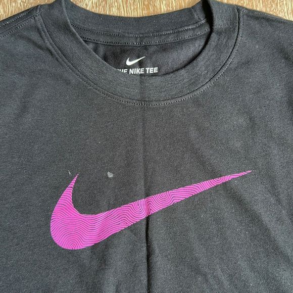 Nike Dri-Fit T-Shirt Youth Swoosh Pink Logo in Black Kids Training Size M - Picture 3 of 5